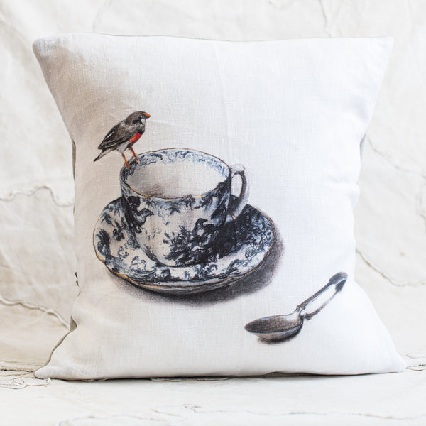 Anita Mertzlin Linen Cushion - New Robin (Limited Edition) - The Lost + Found Department